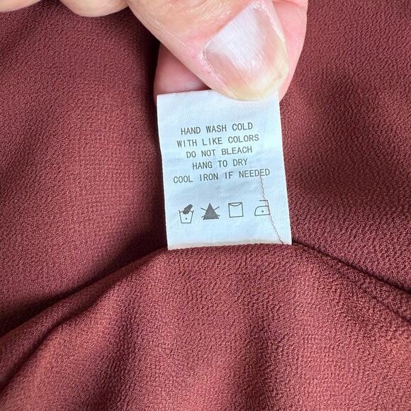 Melloday Womens Boho Peasant Blouse Small Rust Red Smocked Phoebe Buffay Cottage - Picture 16 of 16